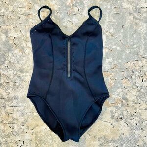 Black One-Piece Swimsuit with Front Zip